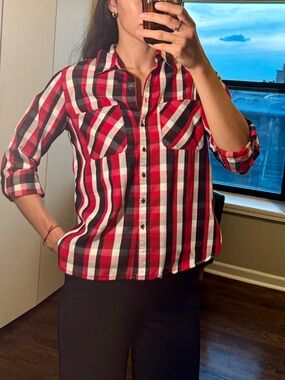Women's Red Plaid Shirt